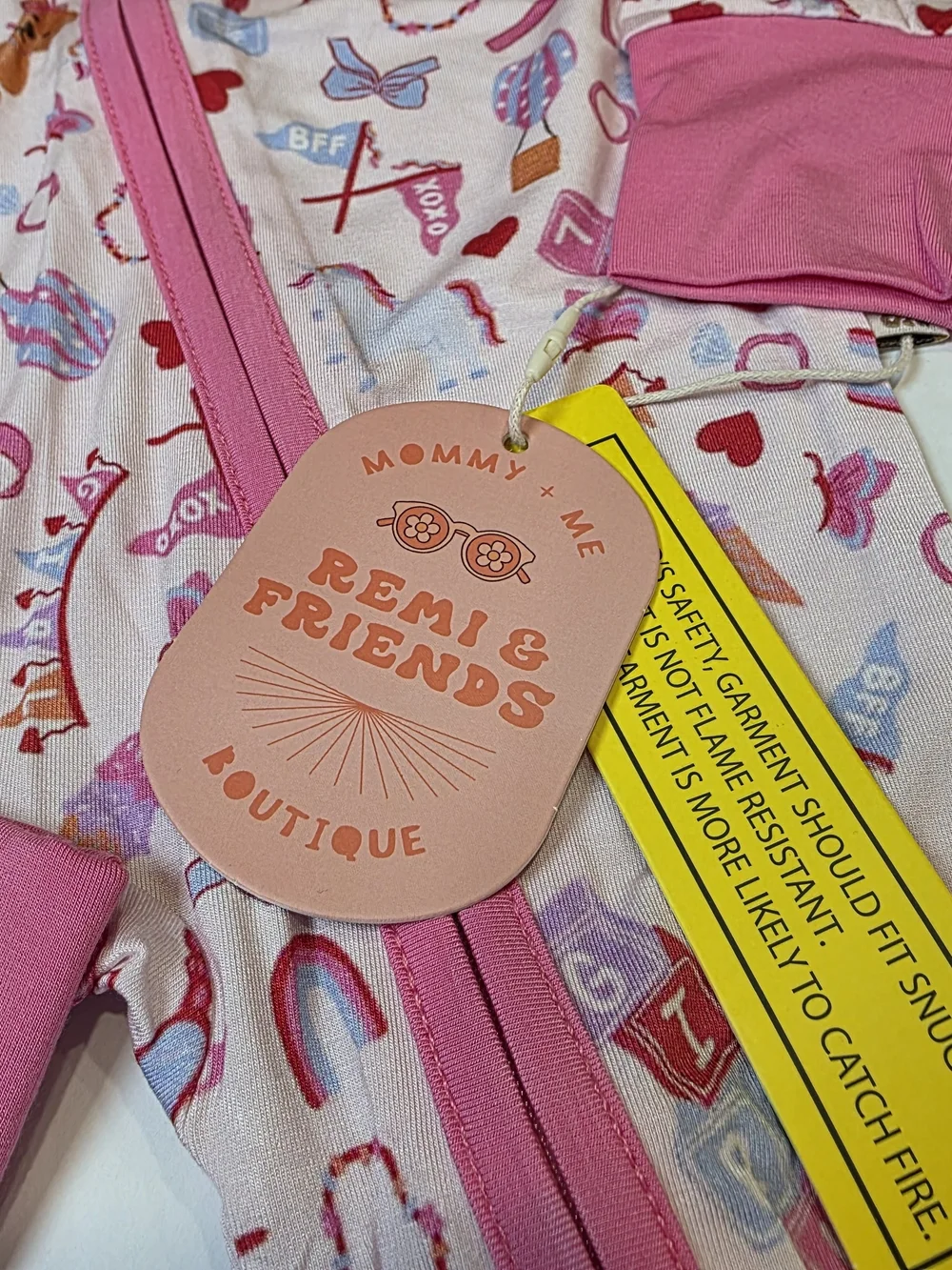 Remi & Friends Pink Teddy Bear Print Girl Kids Bamboo Zipper Convertible 18/24 M